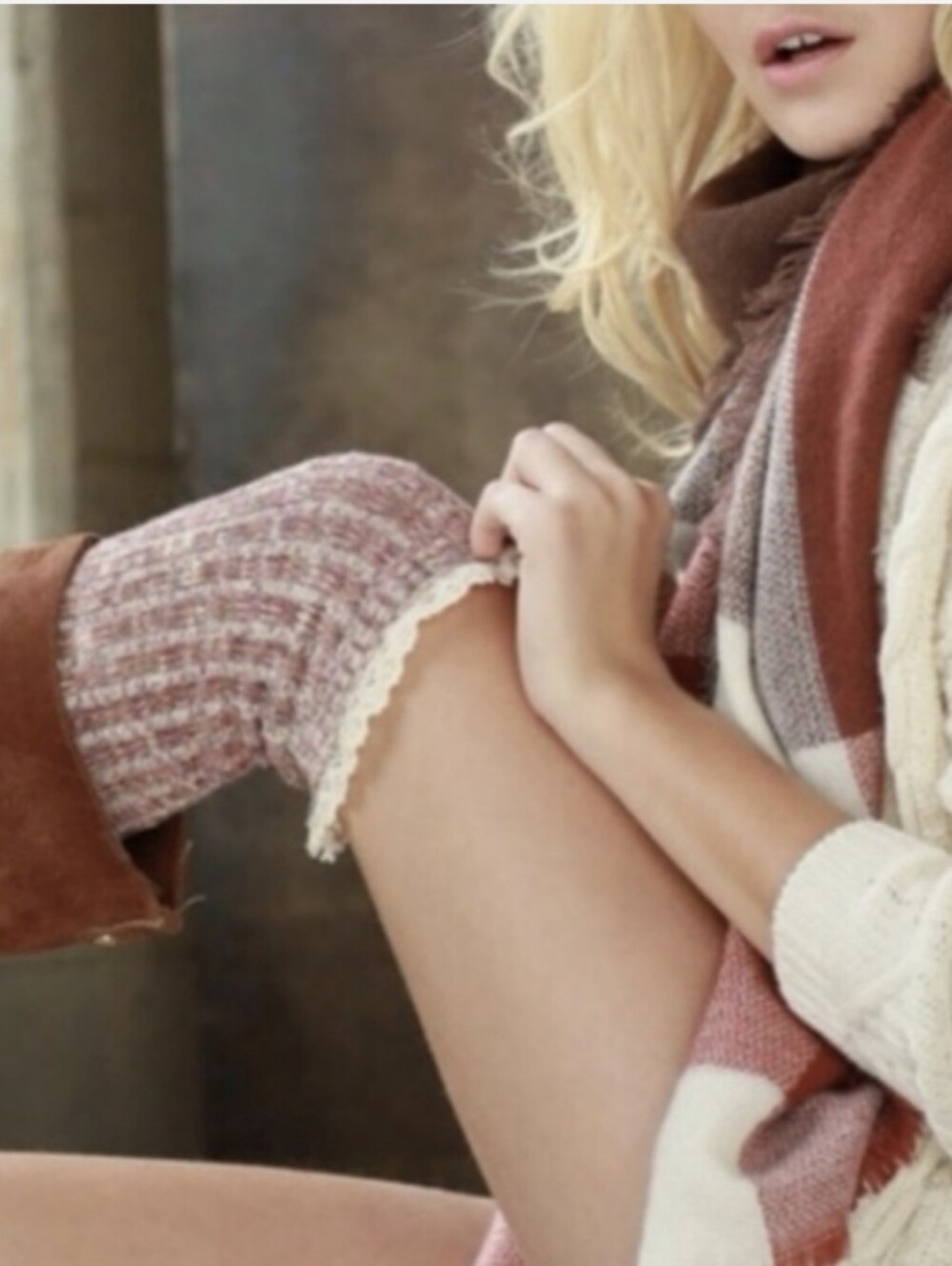 Stocking Stuffer! Last 2 Pairs! Beautiful Burgundy Socks w/Dainty Cream Trim